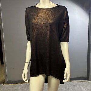 LuLaRoe Irma Metallic Bronze Short Sleeve Top - size S
